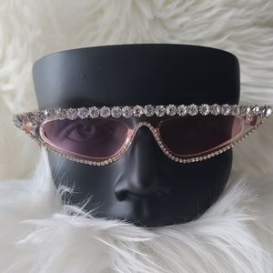 Pink Retro 80's rhinestone sunglasses